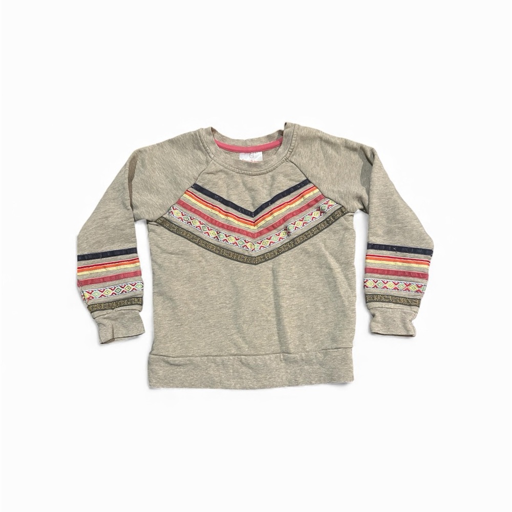 Hanna Andersson Girls Sweatshirt with Multicolor Stripes Size 110 (US 5)
